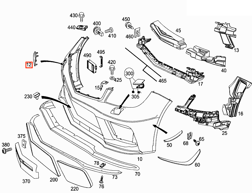 Mercedes-Benz W204 Lift vorne Stoßstange Haken Kappe Grundiert – A2048850526 – Ansicht 4