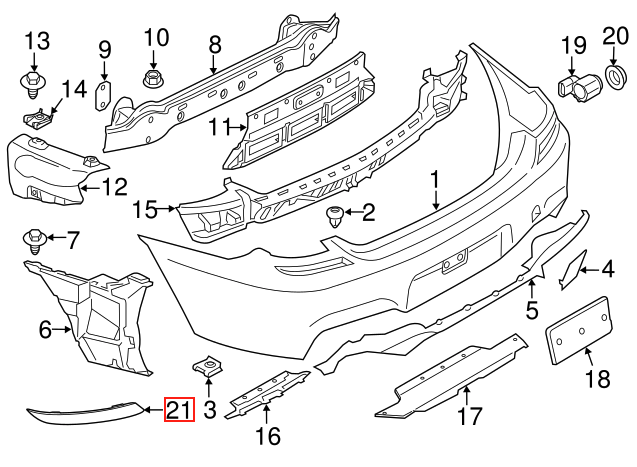 BMW F80 F82 F83 M3 M4 hinten Stoßstange Reflektor Ersatz-Set – Ansicht 4