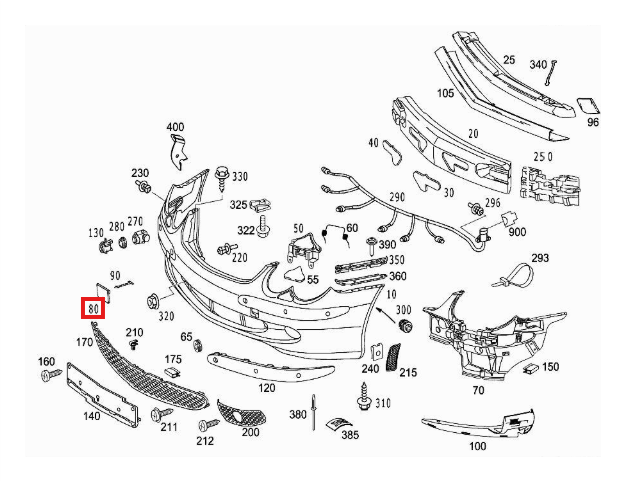 Mercedes-Benz Abschleppösen-Blende Frontstoßstange R230 Grundiert – A2308850623 – Ansicht 4