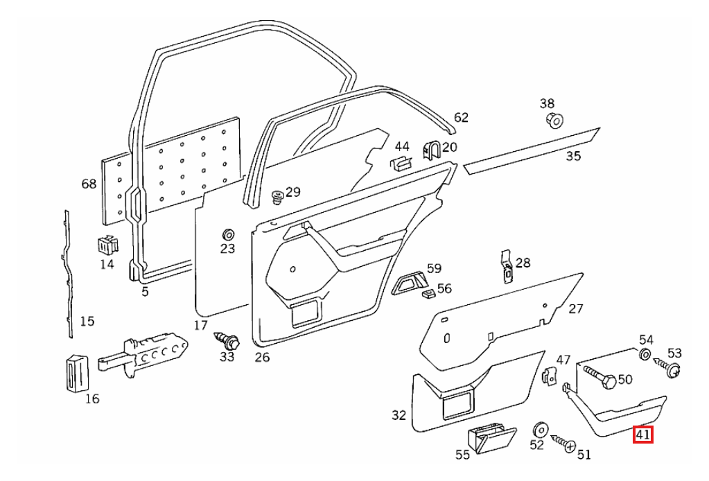 Mercedes-Benz Armlehnen-Reparatursatz hinten links und rechts W124 NEU – A1249700301 – Ansicht 6