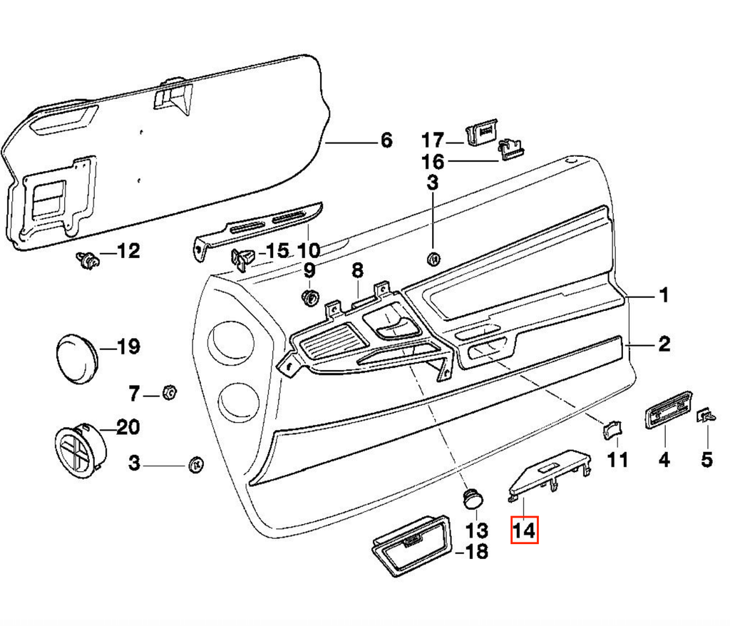 BMW E31 Fenster Schalter Knopf Verkleidung Zierleiste li. od. re. Schwarz – Ansicht 4