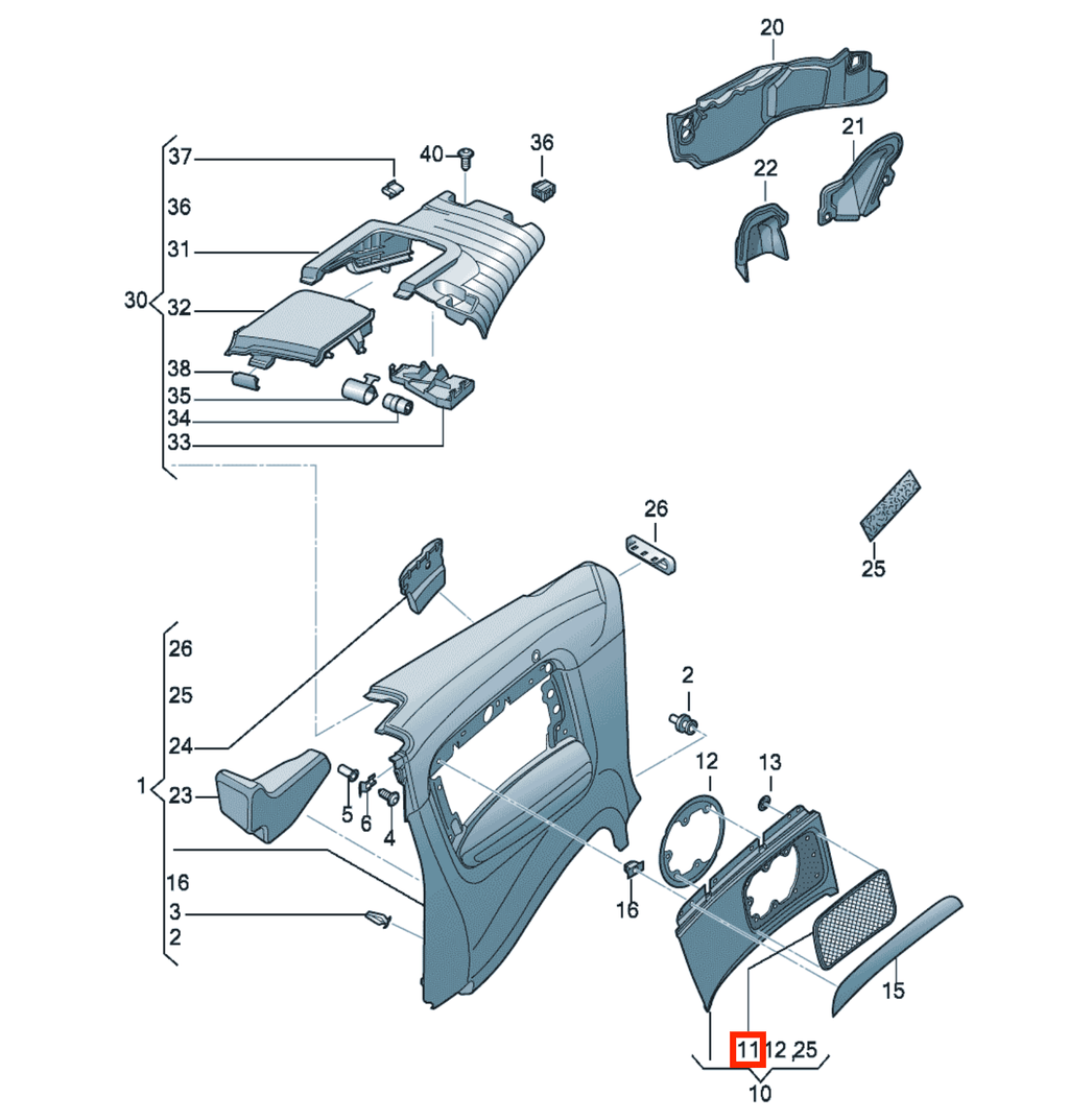 Audi Lautsprecherabdeckung Seitenverkleidung hinten A4 B6 B7 Cabrio NEU – Ansicht 4