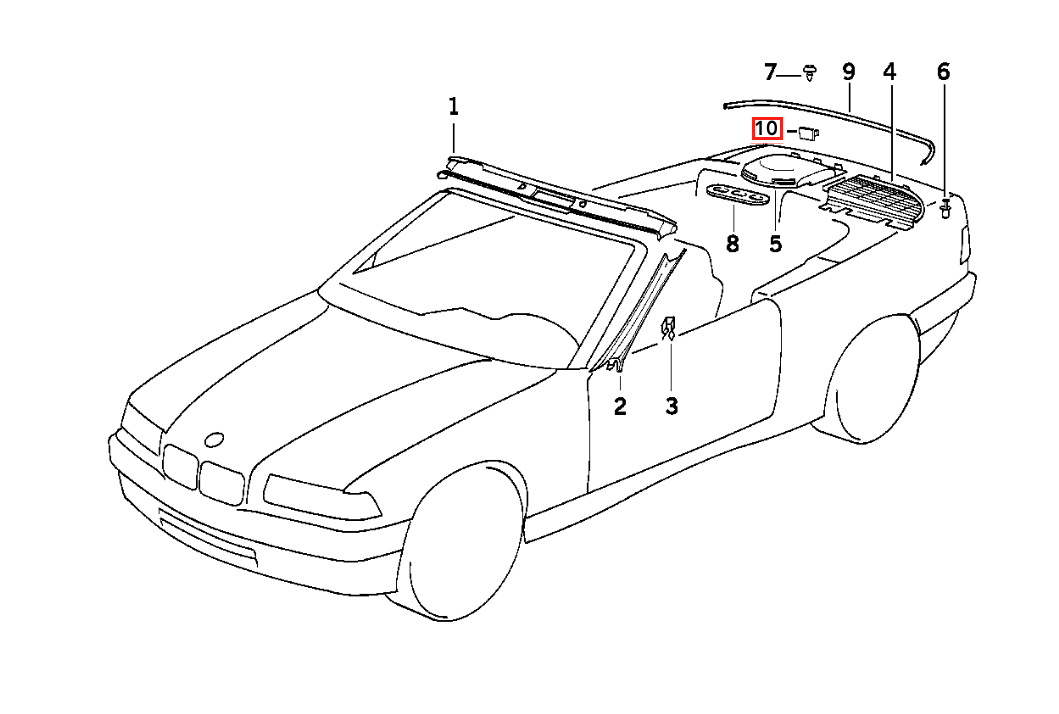 BMW E36 Cabrio Abdeckung Verkleidung Kappe Set Schwarz Grau oder Beige – Ansicht 7