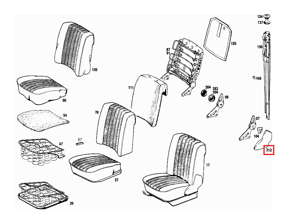 Mercedes-Benz Vorne Sitz Abdeckung Außen Sitz W114 W115 W116 – A1239180330 – Ansicht 4