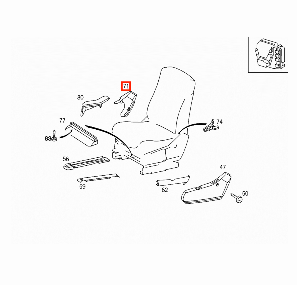 Mercedes-Benz Sitzseitenverkleidung vorne C140 CL NEU – A1409182530 – Ansicht 4