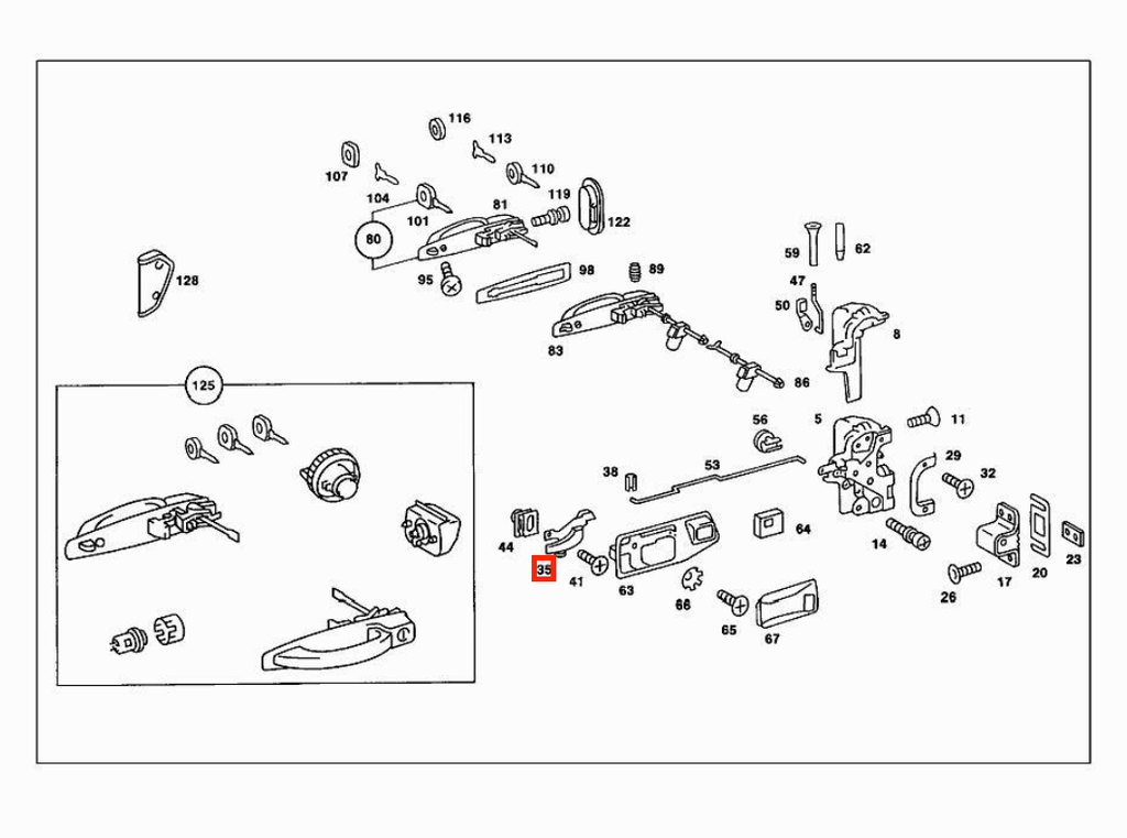 Mercedes-Benz Tür-Innengriff links W123 – A1237600161 – Ansicht 3
