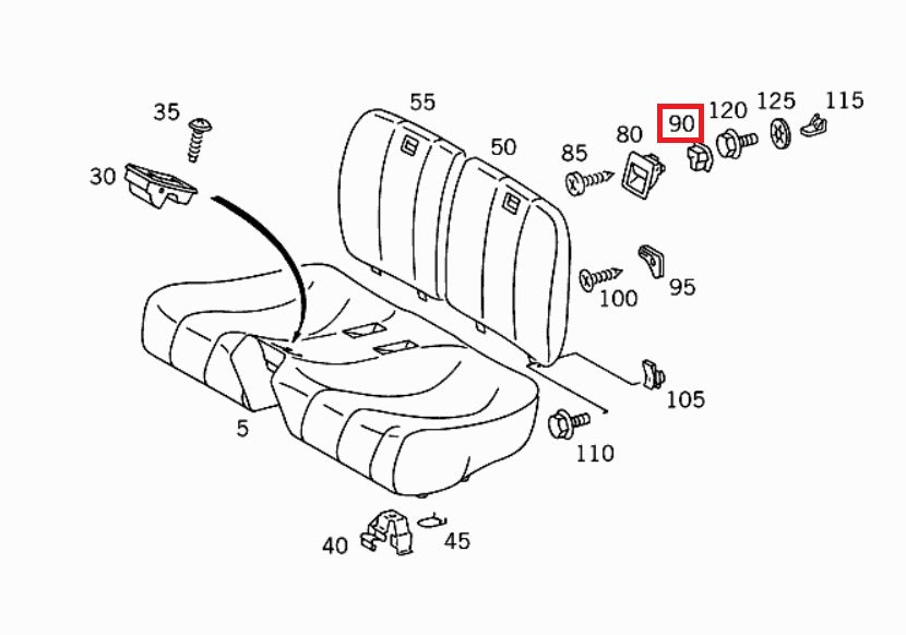 Mercedes-Benz R129 Hinten Sitz Polster hinten Rückenlehne Abdeckung – A1299240037 – Ansicht 4