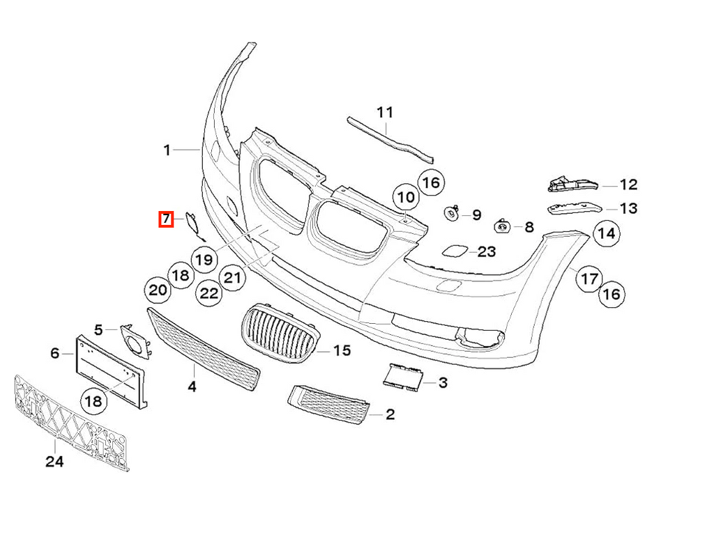 BMW E92 E93 Alpina B3 vorne Stoßstange Abschlepphaken Abdeckung Grundiert – Ansicht 4