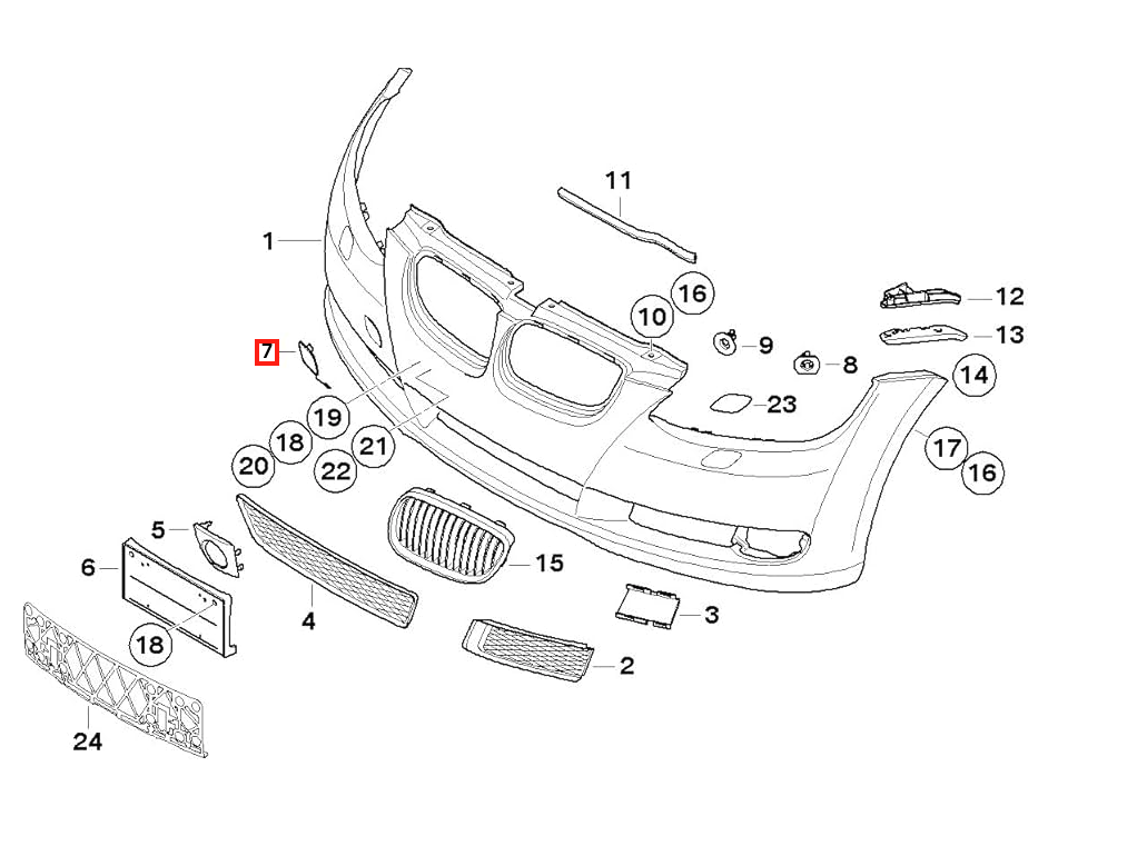 BMW E92 E93 Alpina B3 vorne Stoßstange Abschlepphaken Abdeckung Grundiert – Ansicht 4