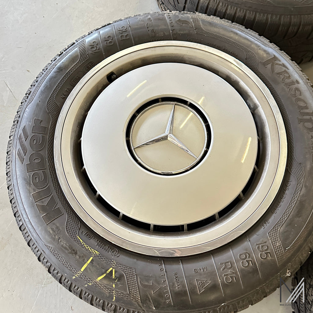 Mercedes-Benz W124 Stahlfelgen Satz 15 Zoll mit Radzierblenden + Winterreifen – A1244010924 – Ansicht 2