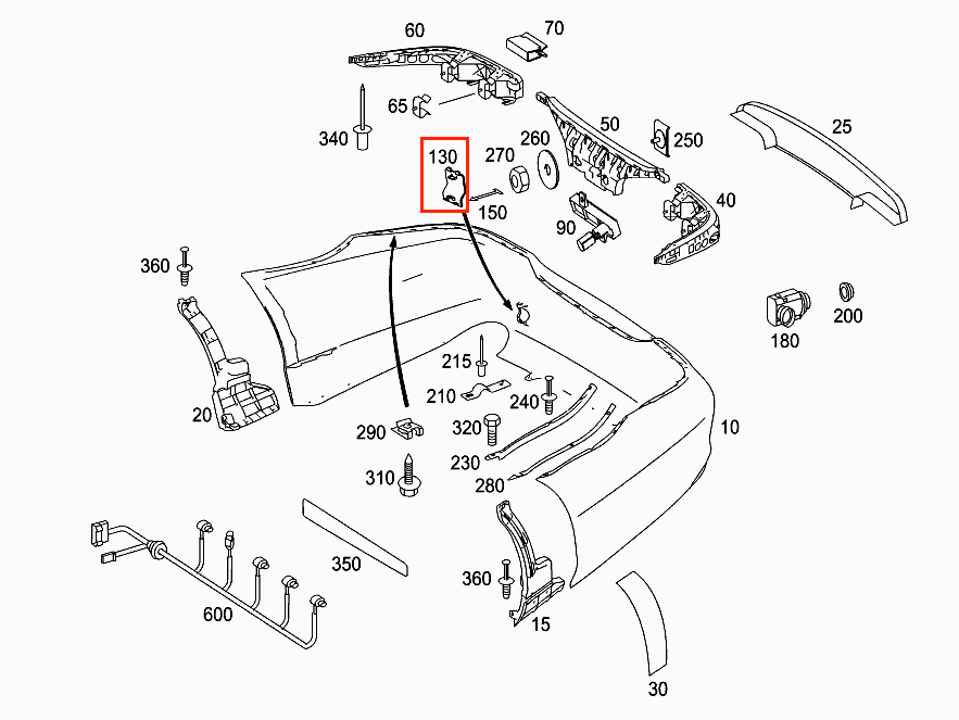 Mercedes-Benz W219 Hinten Abschlepp Öse Kappe Grundiert – A2198800205 – Ansicht 3