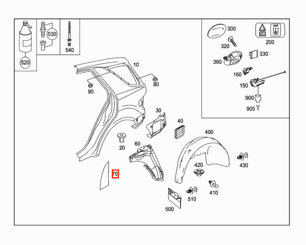 Mercedes-Benz ML Hinten Kotflügel und Tür PPF Schutzfolie – 2er-Satz W164 – Ansicht 3