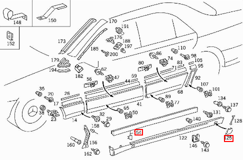 Mercedes-Benz W140 Wagenheber-Aufnahme Abdeckung Set von 4 Grundiert – A1406980130 – Ansicht 3