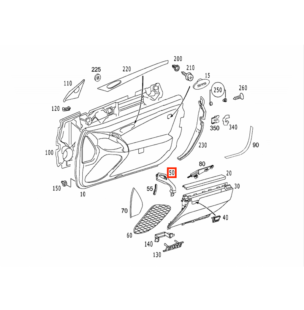 Mercedes-Benz Türinnengriff Leder Türverkleidung R230 SL NEU – A2308100154 – Ansicht 5