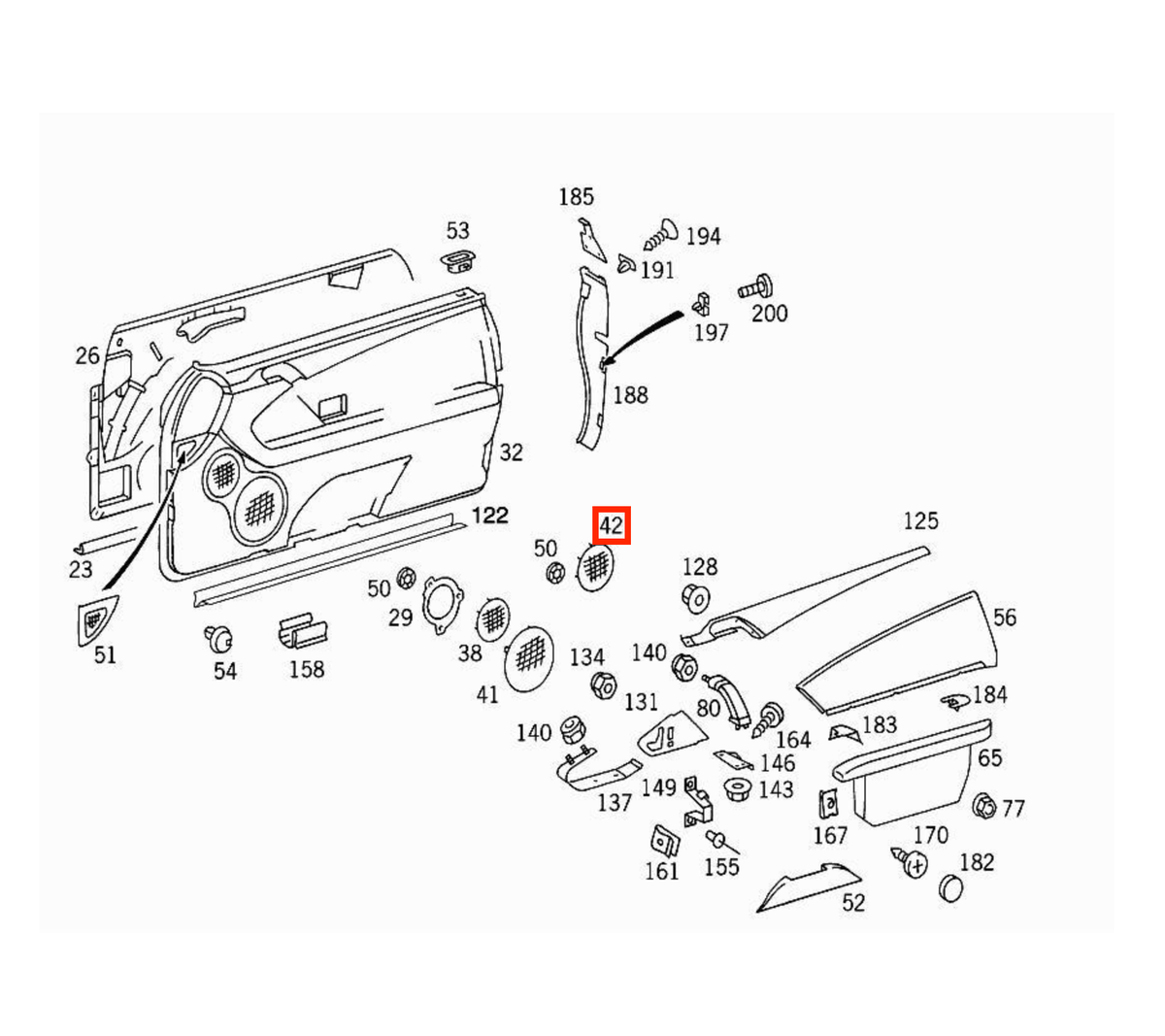 Mercedes-Benz Lautsprecherabdeckung Türverkleidung vorne hinten W140 C140 NEU – A1407271588 – Ansicht 4