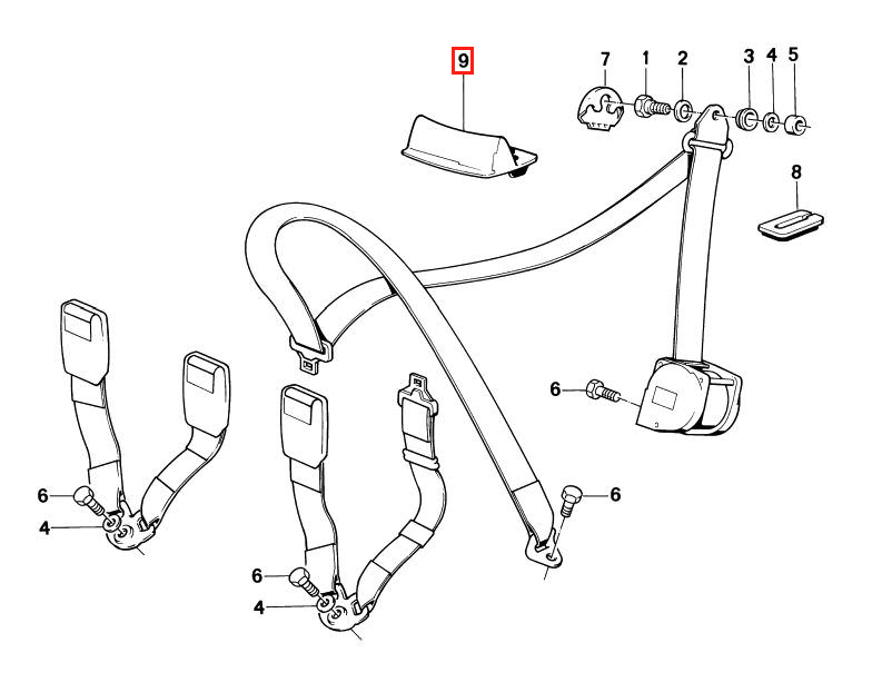BMW E30 Hinten Seatbelt Führung Zierleiste Schwarz – Ansicht 4