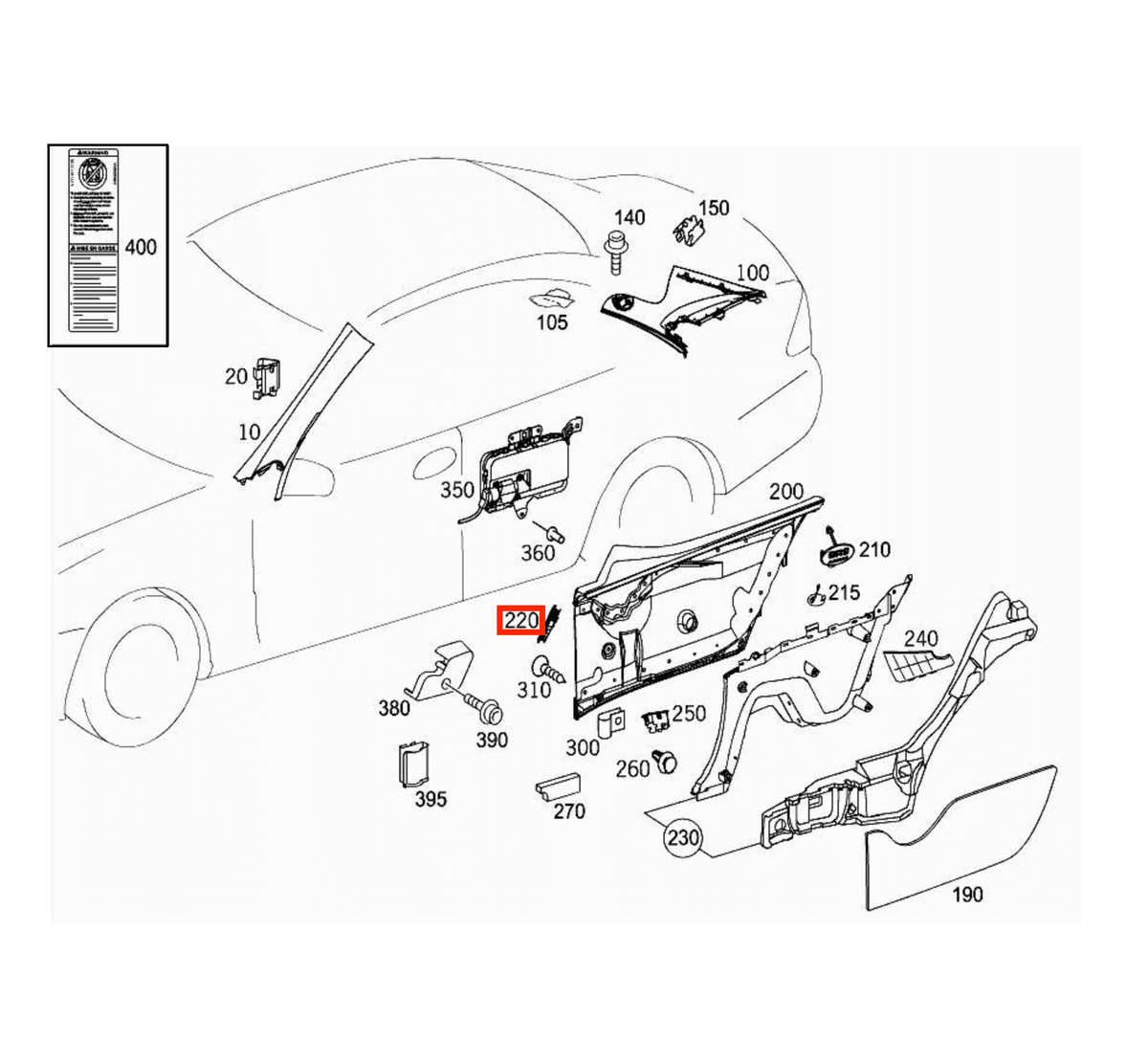 Mercedes-Benz Gurtbringer-Blende vorne CLK W209 NEU – A2096920459 – Ansicht 6