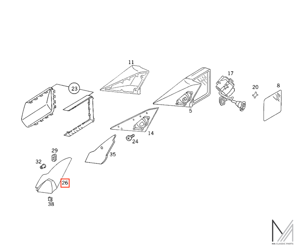 Mercedes-Benz W124 Innenverkleidung Tür mit Kunstleder links oder rechts NEU – A1247251711 – Ansicht 3