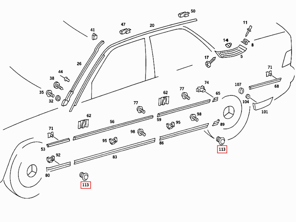 Mercedes-Benz Prelift Schwellerverkl. Wagenheber Abdeckung W124 W201 – A2018990008 – Ansicht 4