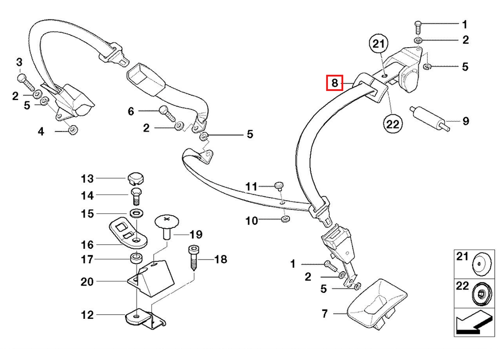 BMW Gurtführung Abdeckung Rücksitz 2er-Satz E38 NEU – Ansicht 4