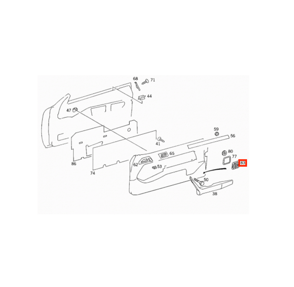 Mercedes-Benz Active Bass System Türverkleidung Lautsprecher Abdeckung W124 – A1248202512 – Ansicht 4