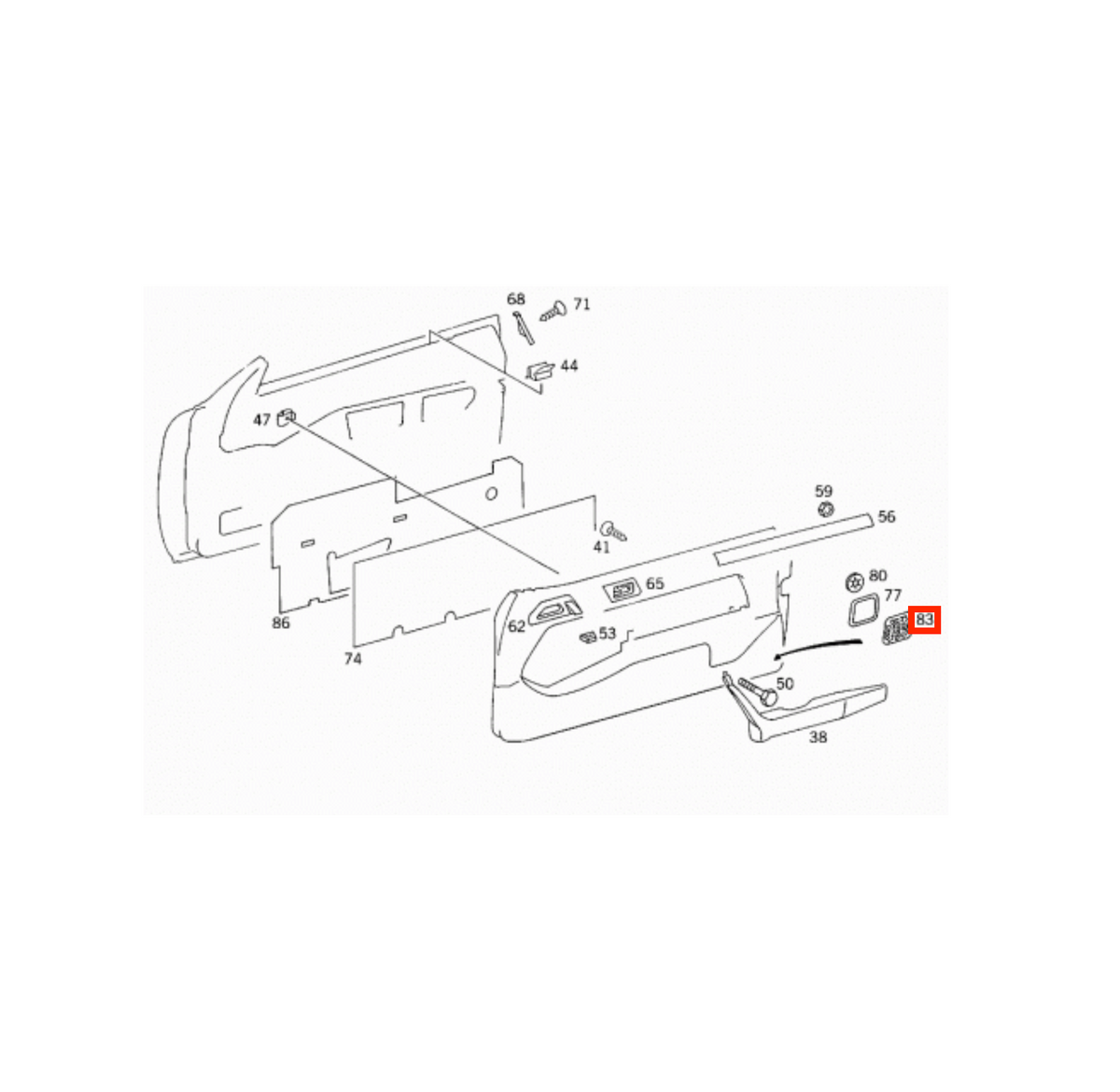 Mercedes-Benz Active Bass System Türverkleidung Lautsprecher Abdeckung W124 – A1248202512 – Ansicht 4