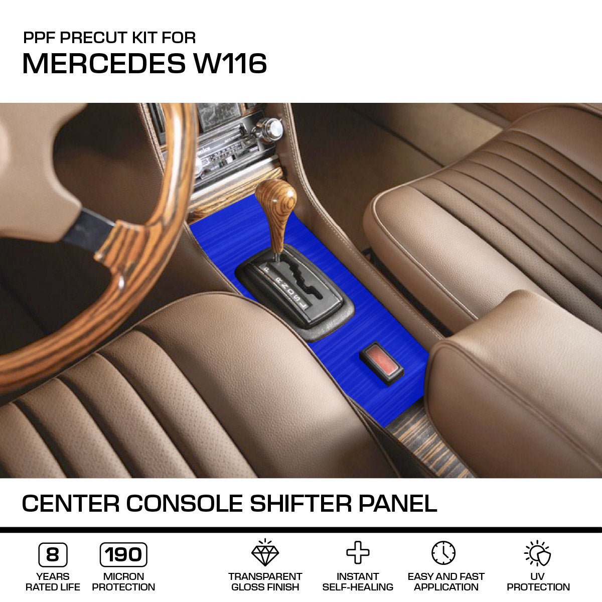 Mercedes-Benz Mittelkonsole Schaltblende PPF-Schutzfolie W116 NEU – A1166830636