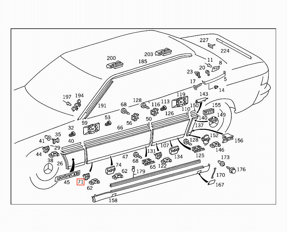 Mercedes-Benz Zierleiste Vordertür unten links W124 – A1246900362 – Ansicht 4