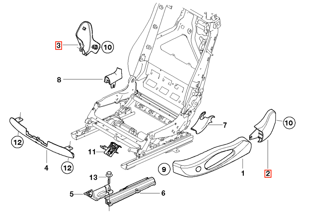 BMW E46 E93 Hinten seitlich Sitz Abdeckung li. od. re. – Ansicht 14