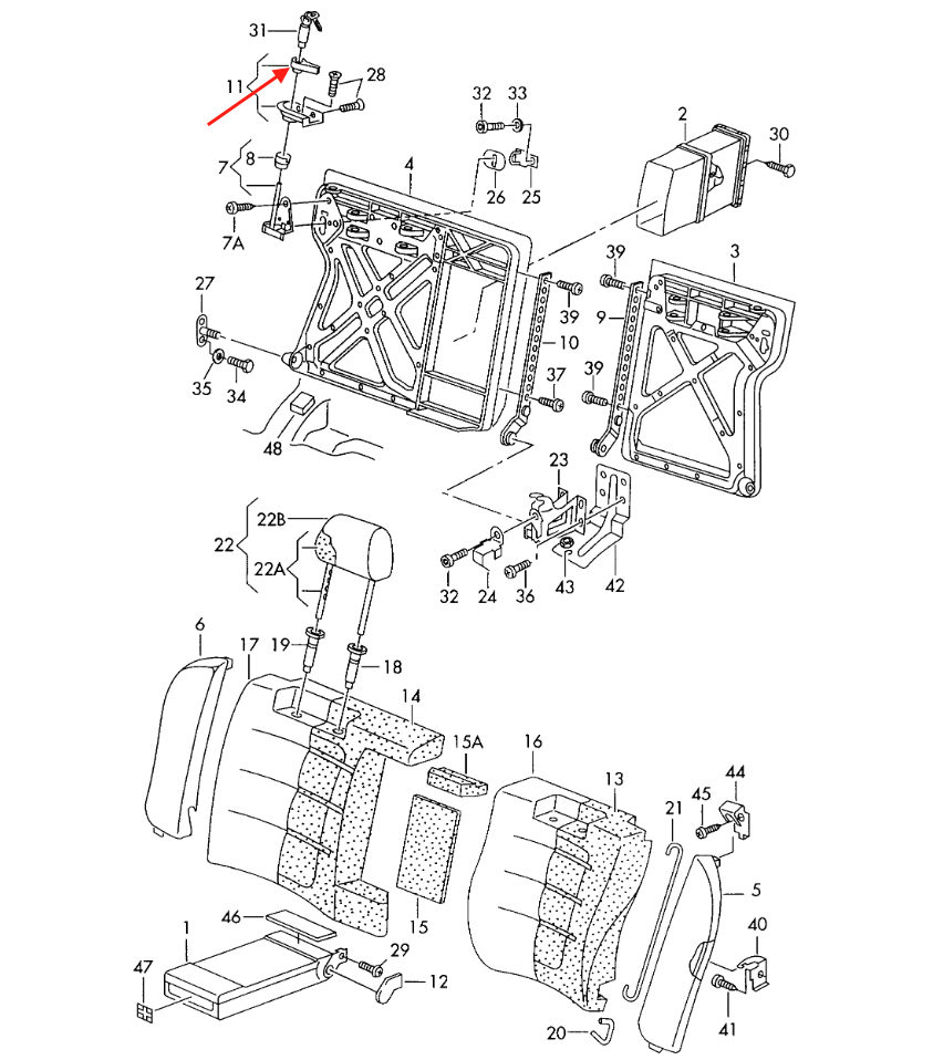 Audi A4 Back Sitz Hebel Links- oder Rechtslenker Schwarz – Ansicht 4
