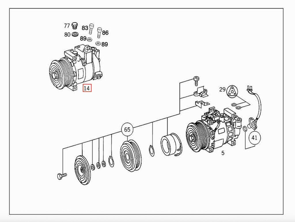 Mercedes-Benz Klimakompressor W202 W203 W210 W140 R170 W163 W463 – A0002302011 – Ansicht 5