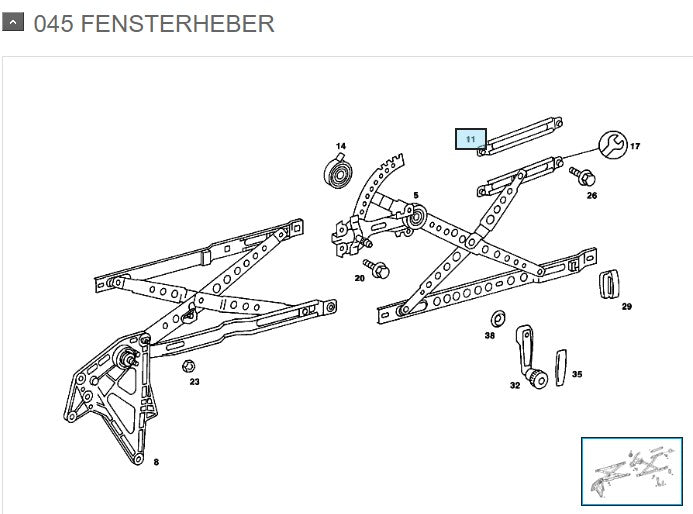 Mercedes-Benz W126 W123 Führungsschiene Fensterheber NOS – A1237200015 – Ansicht 2