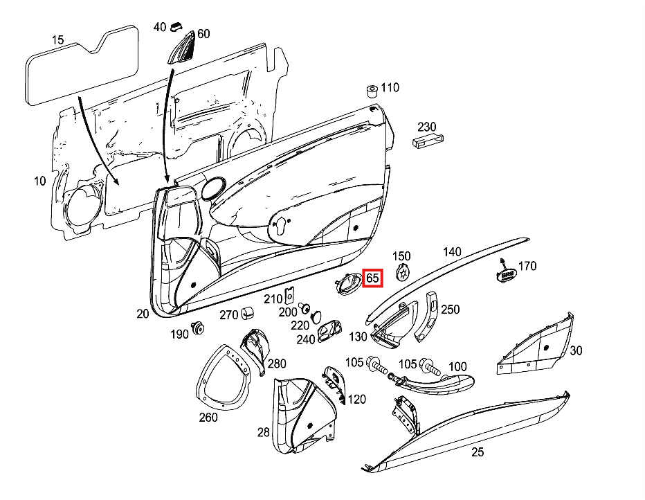 Mercedes-Benz Vorne Innen Öffnungs Griff Abdeckung W209 – A2097600361 – Ansicht 4