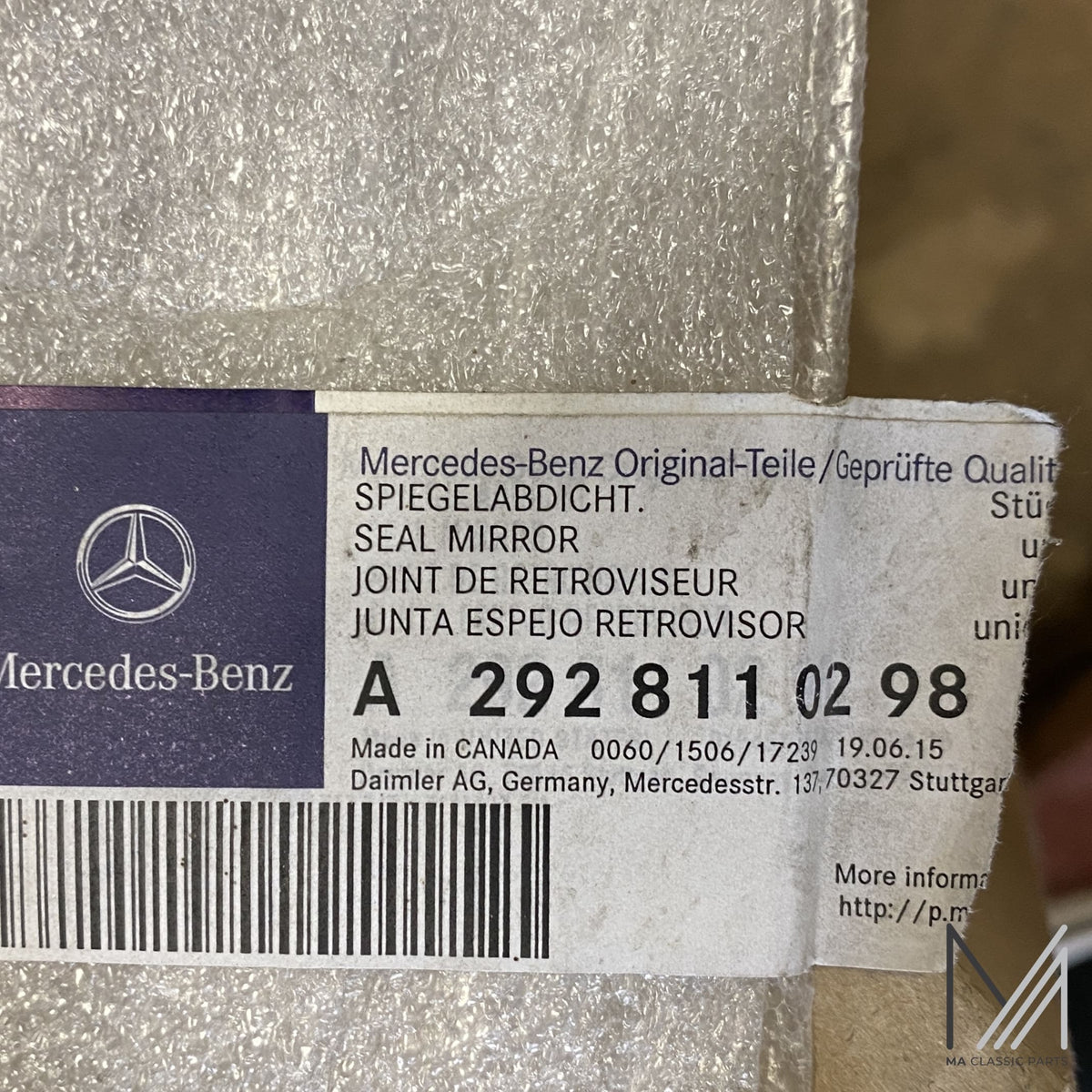 Mercedes-Benz C292 Dichtung Spiegel NOS – A2928110298 – Ansicht 2