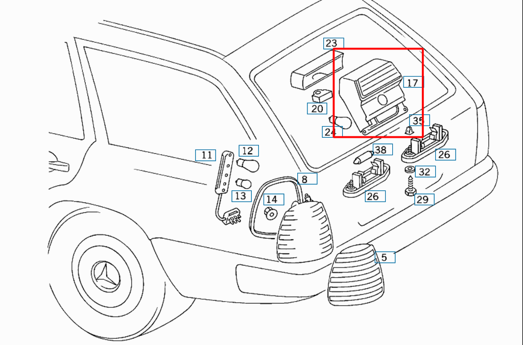Mercedes-Benz W124 T-Modell S124 Abdeckung 3. Bremsleuchte 3D-Print – A1248200656 – Ansicht 4