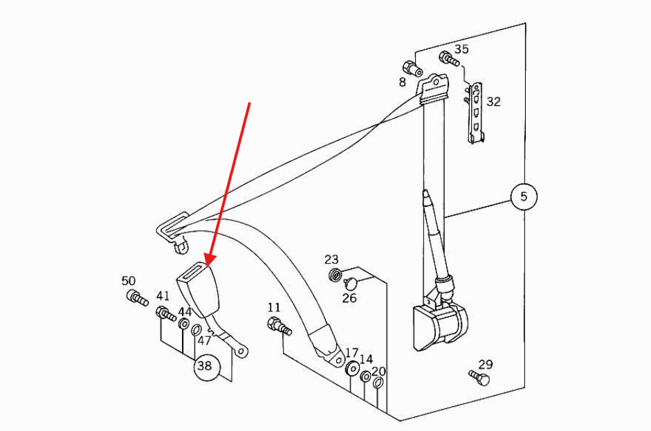 Mercedes-Benz Gurtaufroller-Gehäuseabdeckung REPA R129 W202 NEU – A1298602369 – Ansicht 5