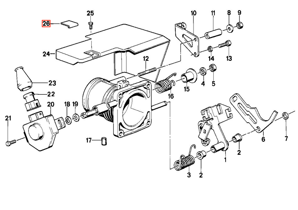 BMW E24 E28 E32 E34 Throttle Gehäuse Baugruppe Kappe Schwarz – Ansicht 4