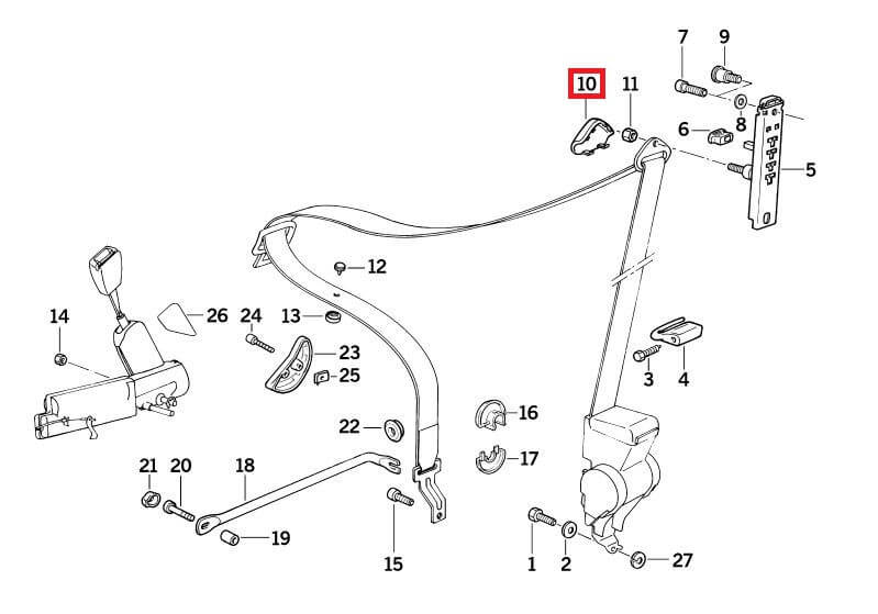 BMW Abdeckkappe Sicherheitsgurt 2er-Satz E36 NEU – Ansicht 4