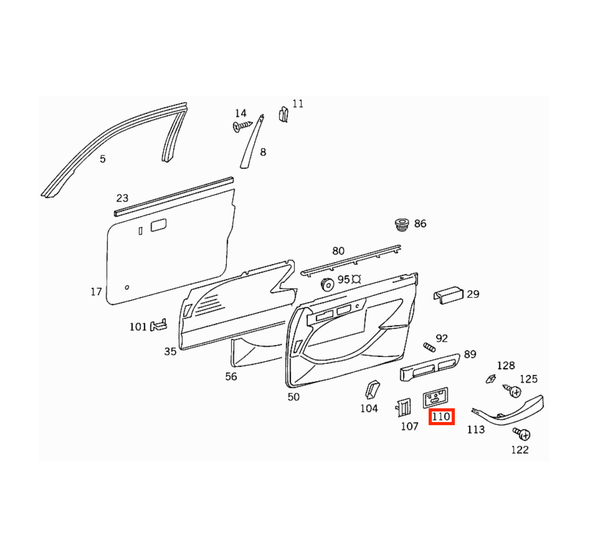 Mercedes-Benz Sitzverstellschalter-Blende Türverkleidung W126 C126 SEC NEU – A1267665391 – Ansicht 4