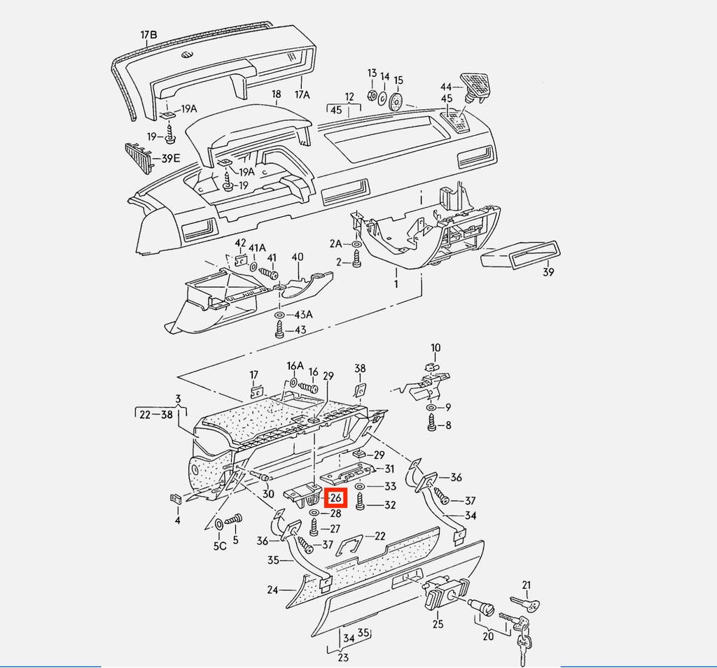 Audi Handschuhfach Schloss oben 80 90 4000 Quattro B2 NEU – Ansicht 4
