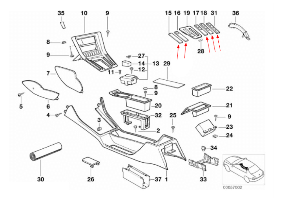 BMW Abdeckblende Mittelkonsole Rechtslenker E31 NEU – Ansicht 5