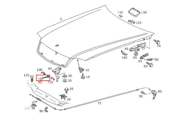 Mercedes-Benz R129 W140 Motorhaube Öffner Entriegelung Griff Schwarz – A1298870127 – Ansicht 3