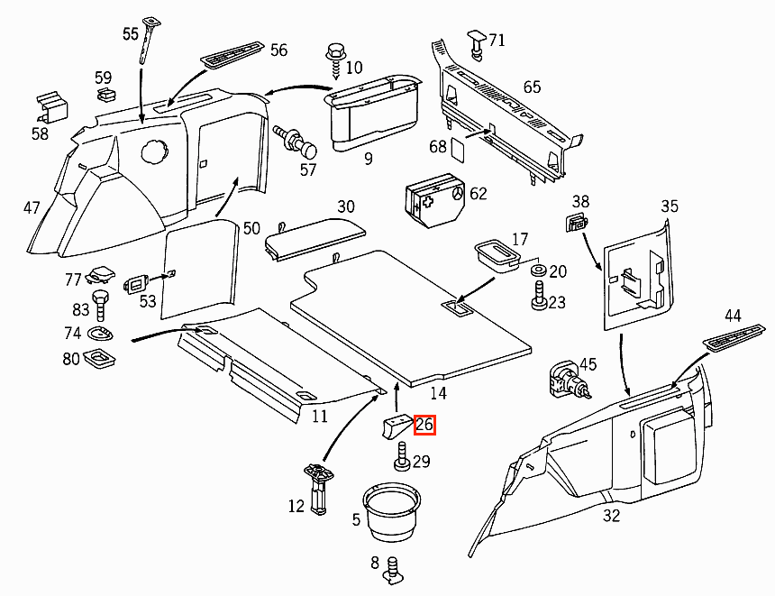Mercedes-Benz W202 Gepäck Boden Anschlag Set von 2 Schwarz – A2026840028 – Ansicht 4