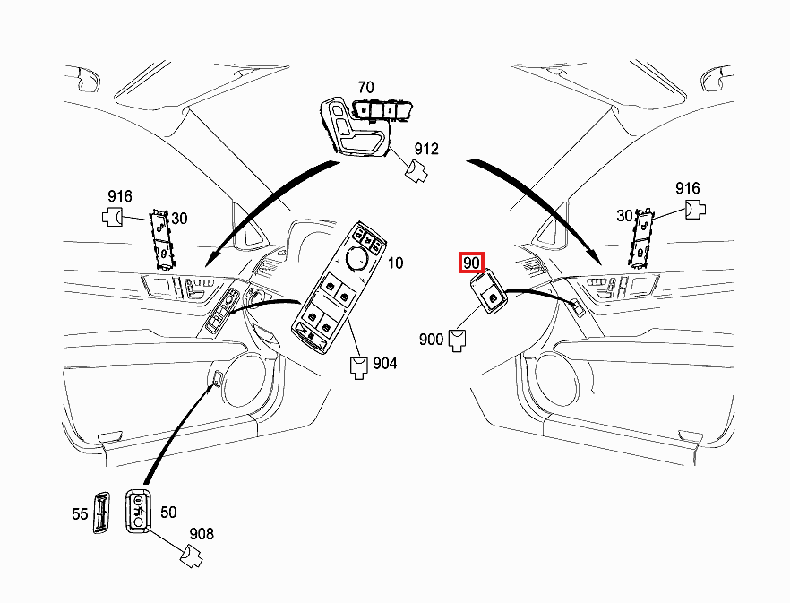 Mercedes-Benz Elektrischer Fenster Schalter Abdeckung Rahmen W204 – A2048707358 – Ansicht 4