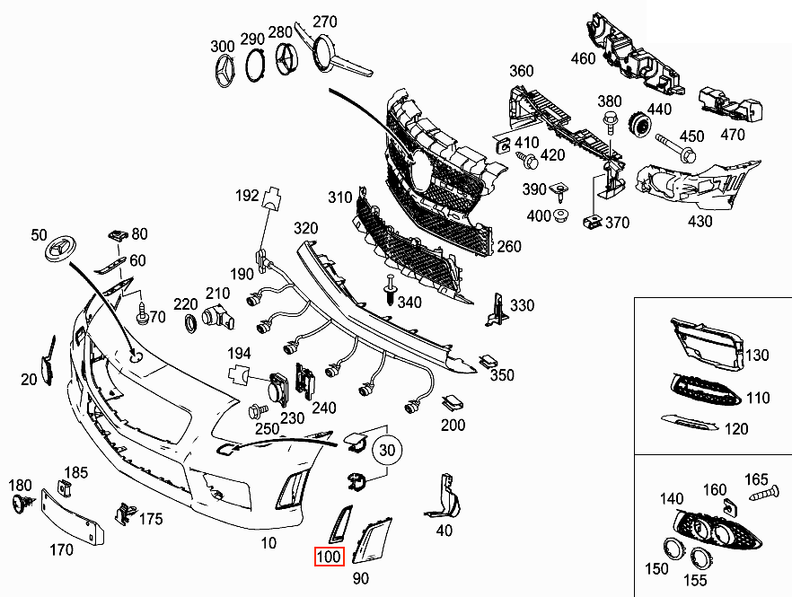 Mercedes-Benz R172 Vorne Stoßstange seitlich Grill Intake li. od. re. Grundiert – A1728853023 – Ansicht 4