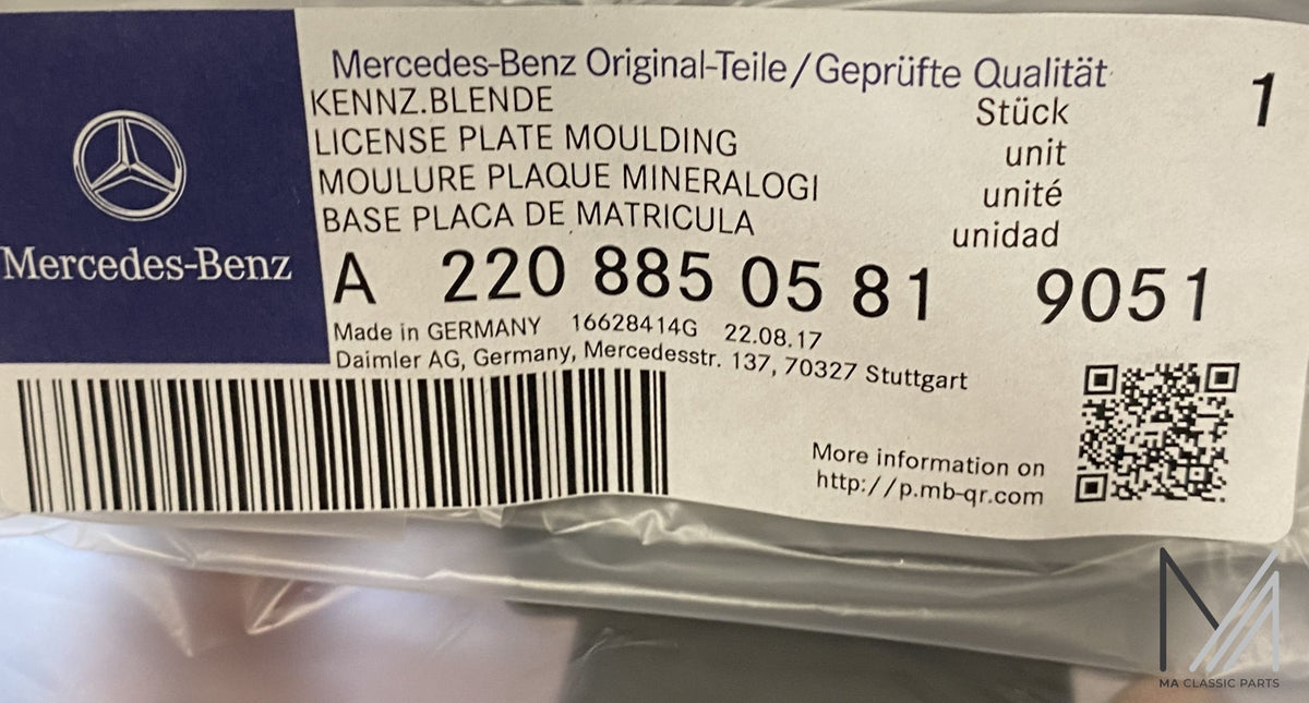 Mercedes-Benz W220 Kennzeichenblende NOS – A2208850581 – Ansicht 2