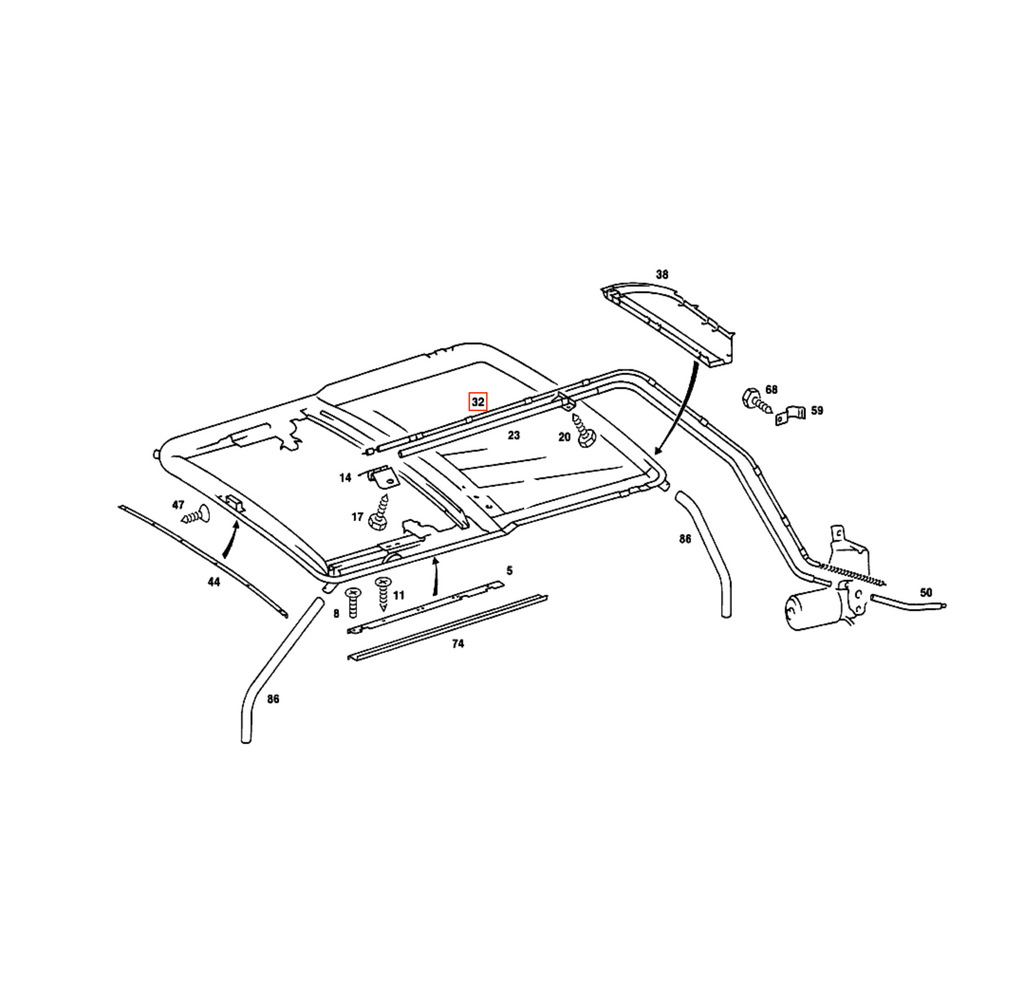 Mercedes-Benz Schiebedach Kabelseele W124 W201 NEU – A1247800889 – Ansicht 2