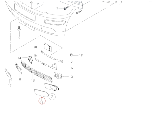 Audi A2 Grill Stoßstange vorne Links Abdeckung 8Z0807489E3FZ – Ansicht 3