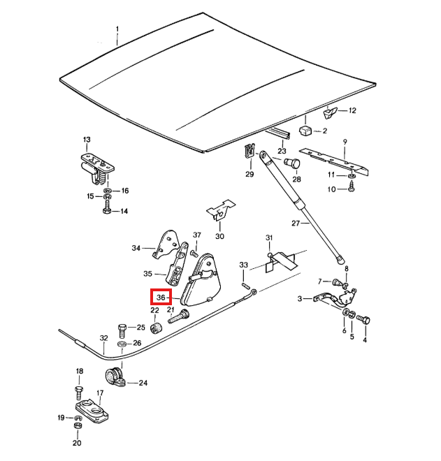 Porsche 924 928 944 968 Motorhaubenzug-Griffgehäuse Schwarz – Ansicht 4