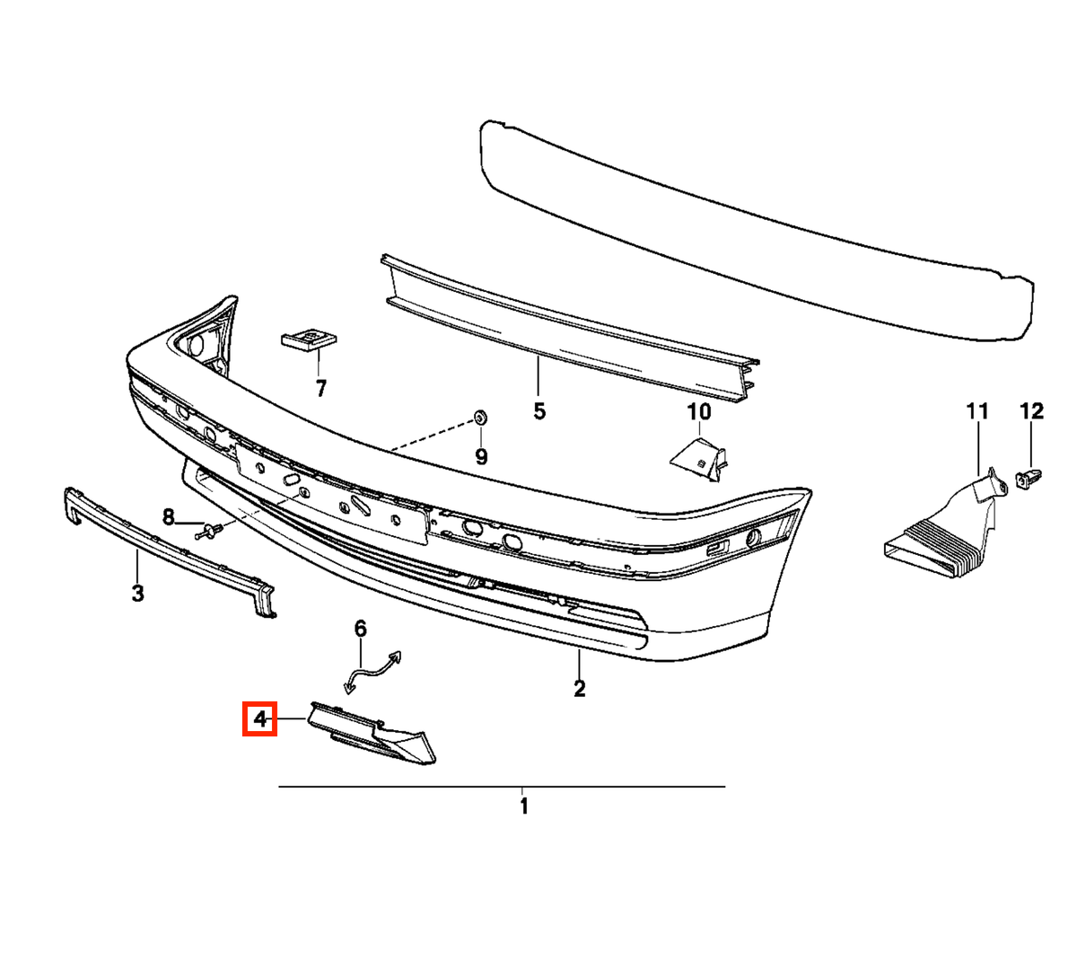 BMW Gitterblende Frontstoßstange M5 E34 Grundiert – Ansicht 4